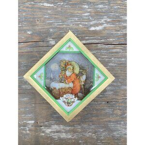 Hallmark 3D Shadow Box Christmas Ornament Santa Claus And Reindeer On Roof 1979